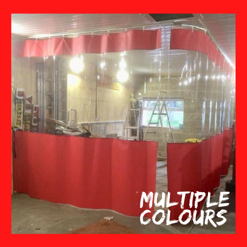 L SHAPE HALF CLEAR WHITE WORKSHOP CURTAINS 30FT X 10FT