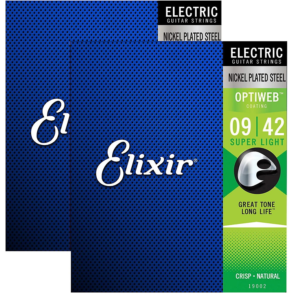 Elixir Electric Guitar Strings with OPTIWEB Coating Super Light .009-.042 2 Pack