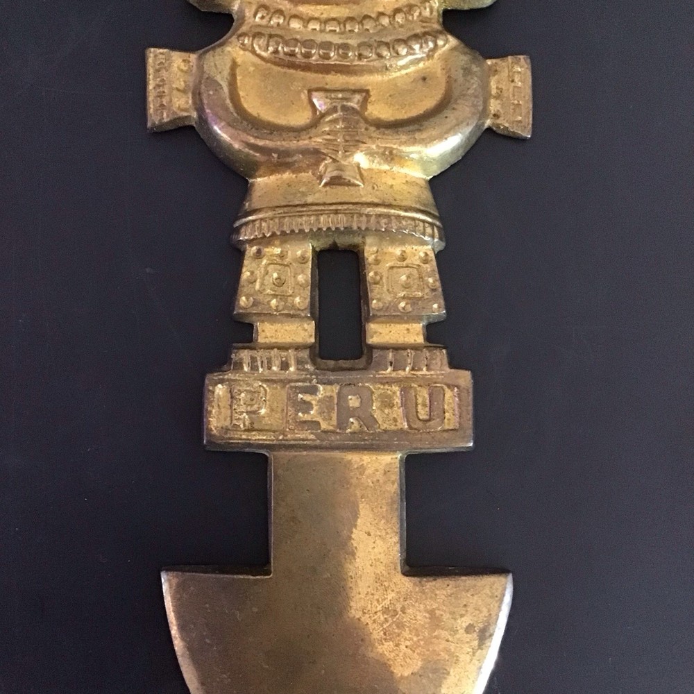 Solid Brass Vtg CUSCO PERU INCA Ceremonial TUMI Dagger Knife Wall Decor 11”