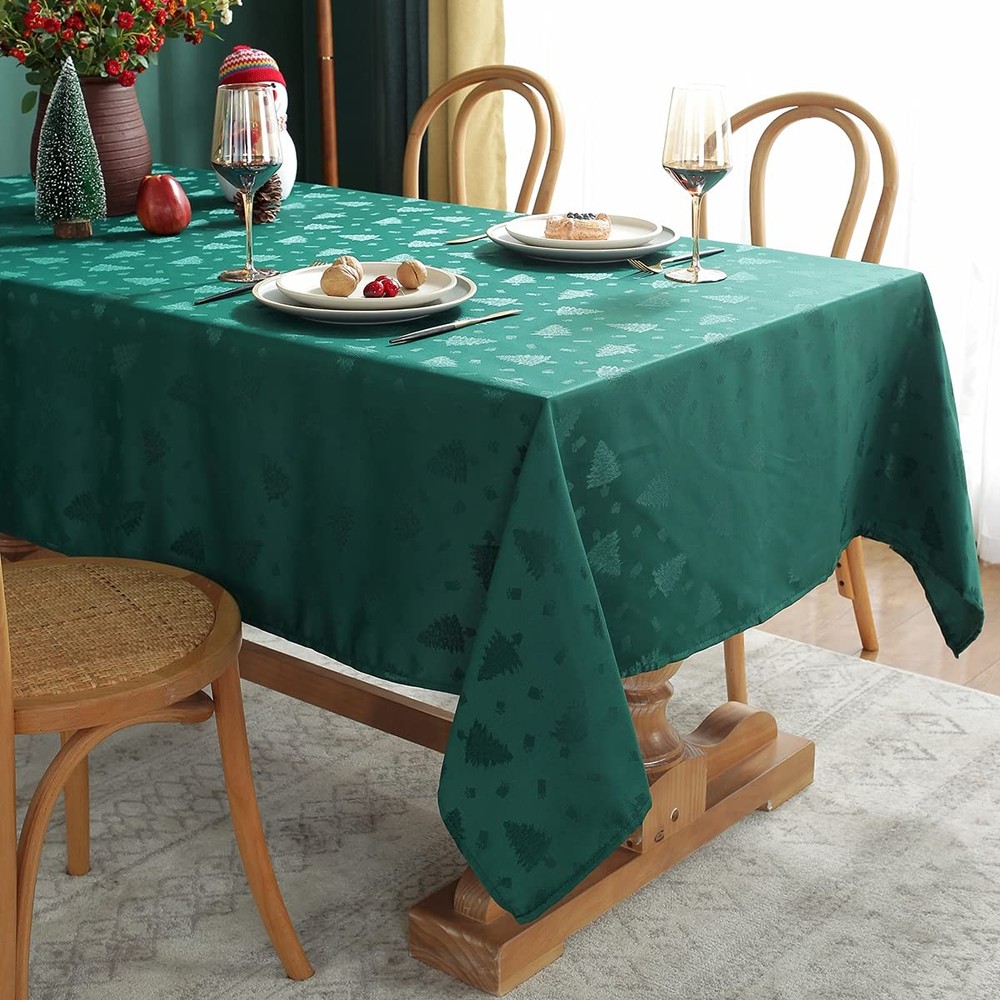 Christmas Tablecloth Rectangle, Jacquard Table Cloth Spillproof and Resistant...