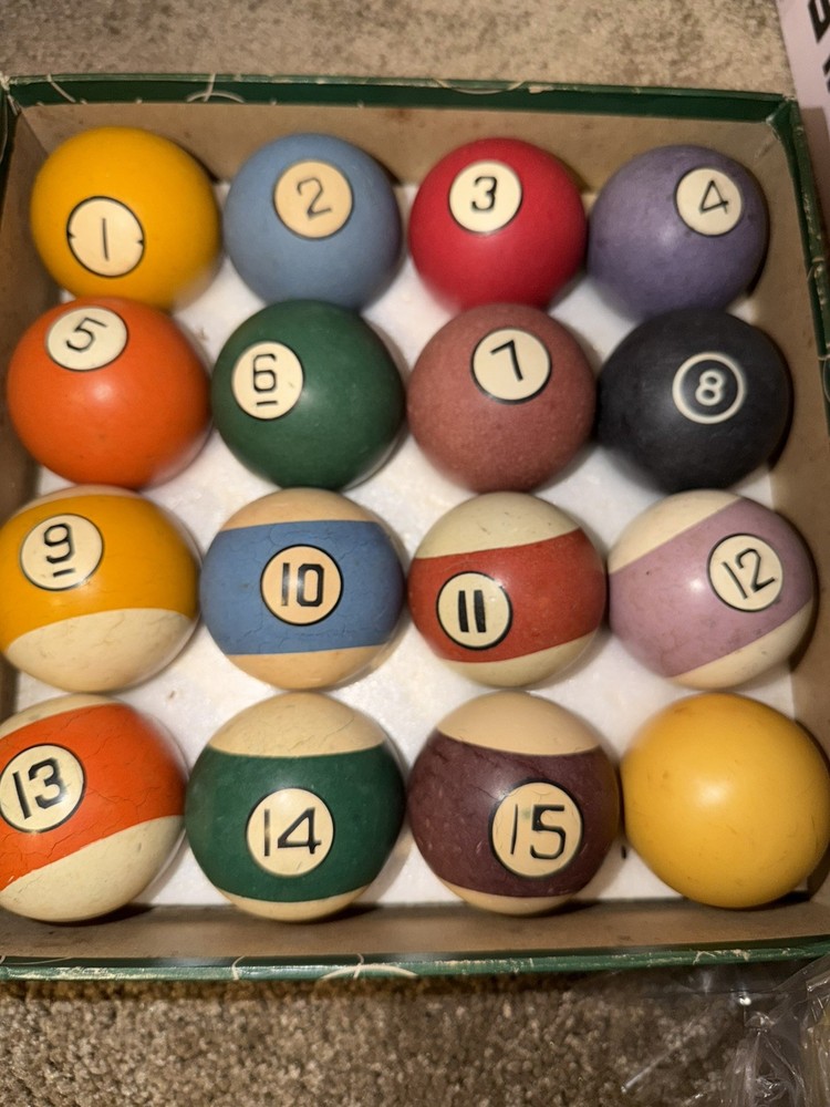Vintage Billiard Pool Balls 2 1/4" Set