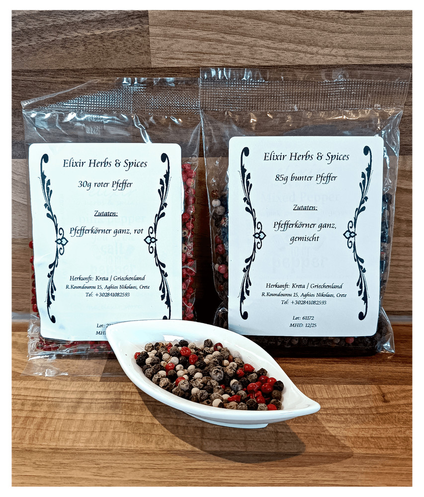 Greek Whole Peppercorns Gift Set Red & Multi-Colored Elixir Herbs & Spices #71