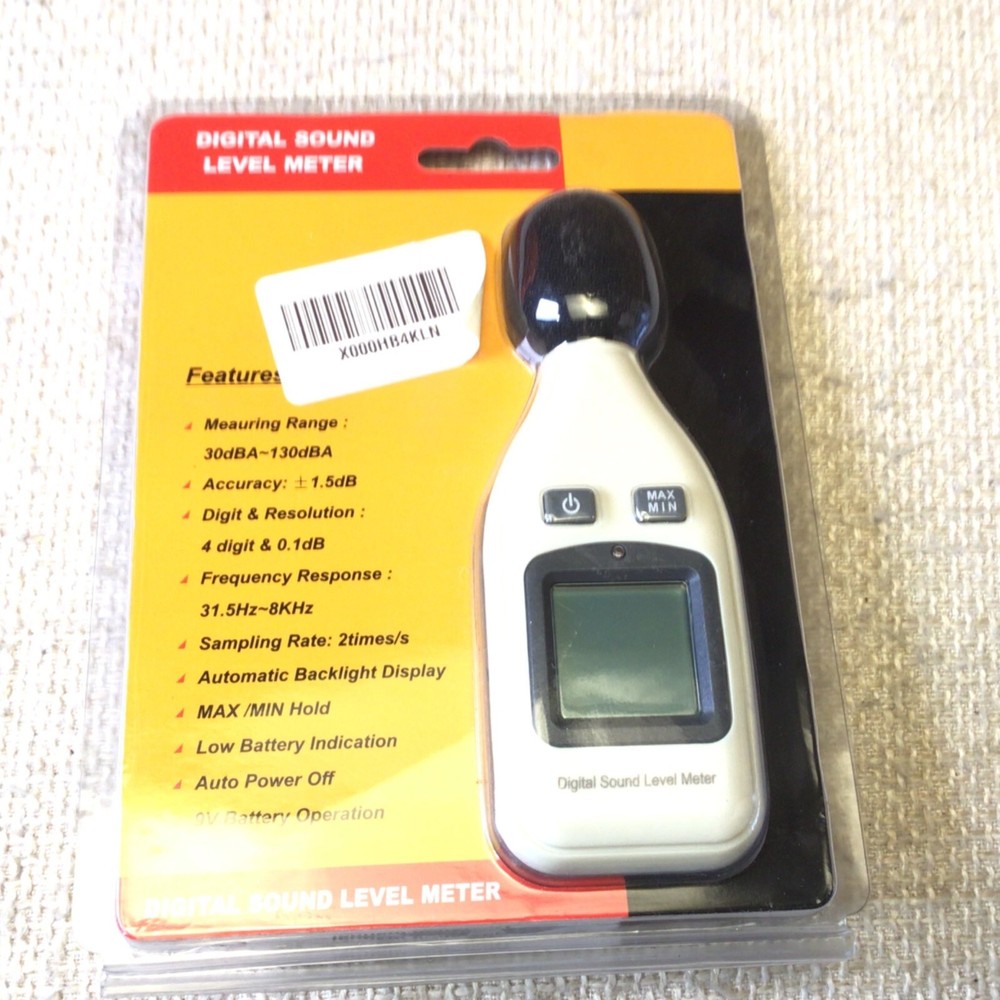 Digital Sound Level Meter 30dBA-130dBA With Auto Backlight Digital Display & 9V