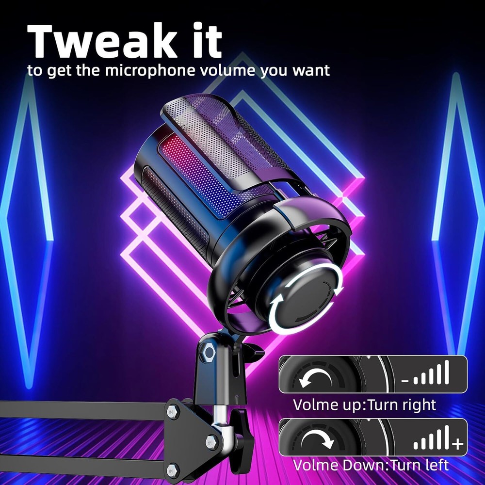 Gaming USB Microphone for PC, Podcast Microphone Kit for Streaming