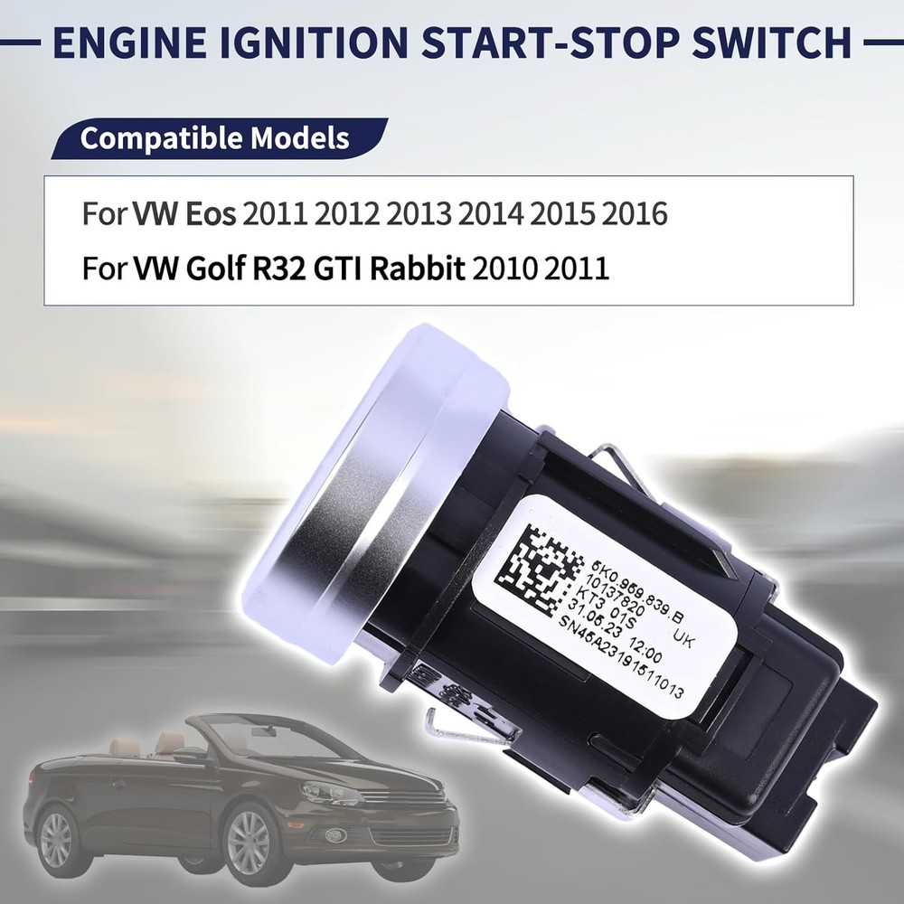 5K0959839 Engine Ignition Start Stop Switch Button Compatible with VW Eos Golf