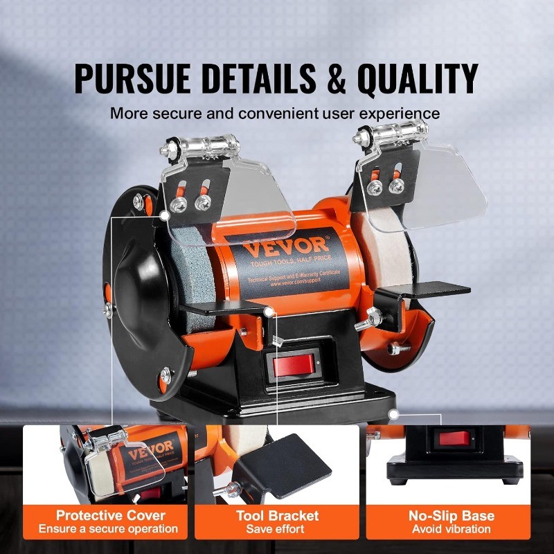 VEVOR Bench Buffer Polisher, Bench Buffer Grinder Polishing & Buffing Machine