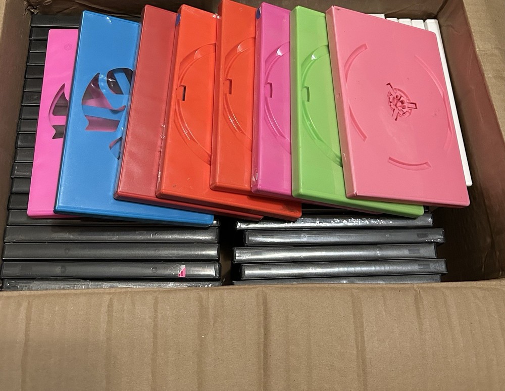 Dvd Cases - 51 Multi-colored Pink, Green, Blue With Mostly Black & White (empty)