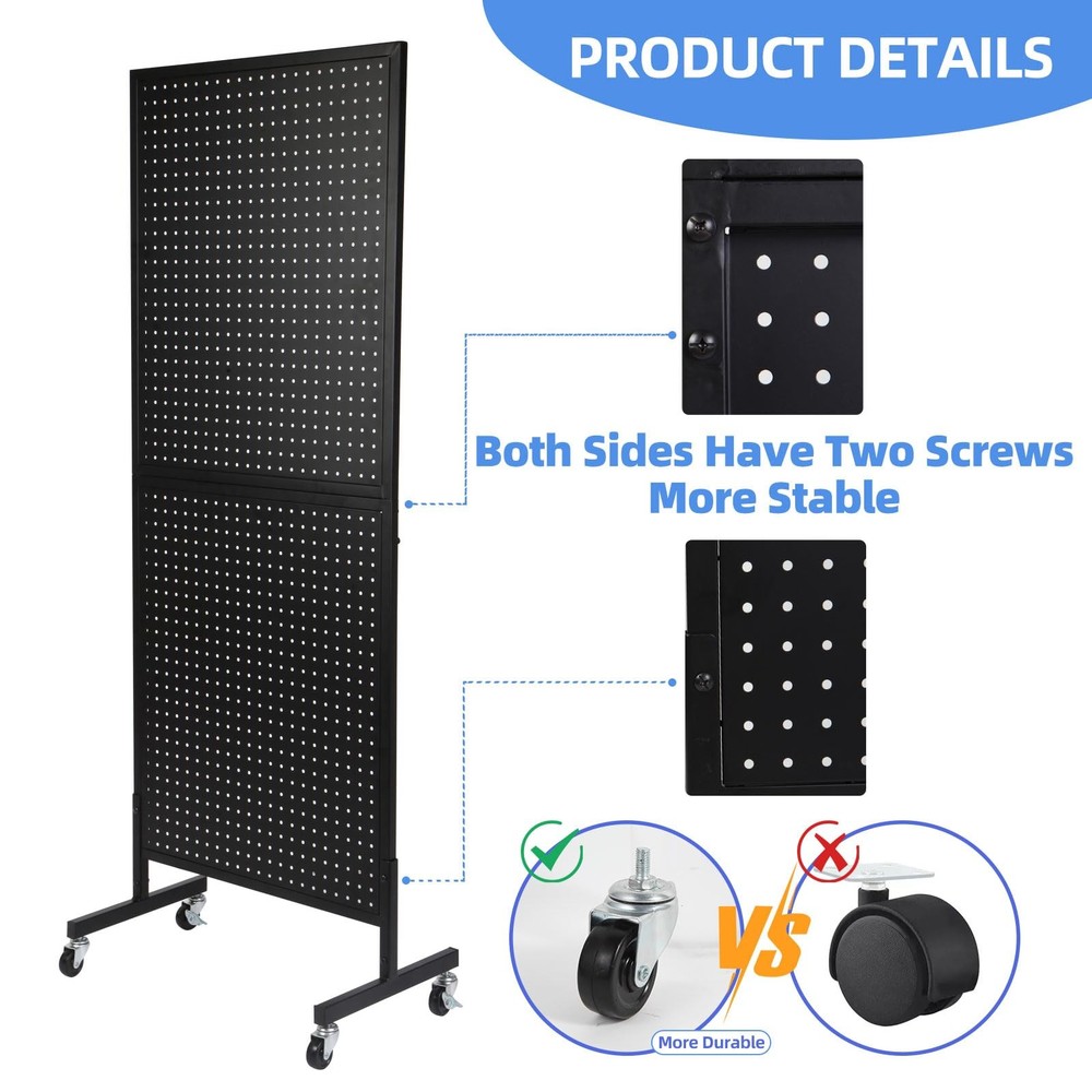 NectaCol 2'x 5' Standing Pegboard Display with TBase, Pegboard Display Stand ...