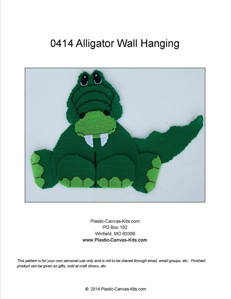 Alligator Wall Hanging-Plastic Canvas Pattern or Kit