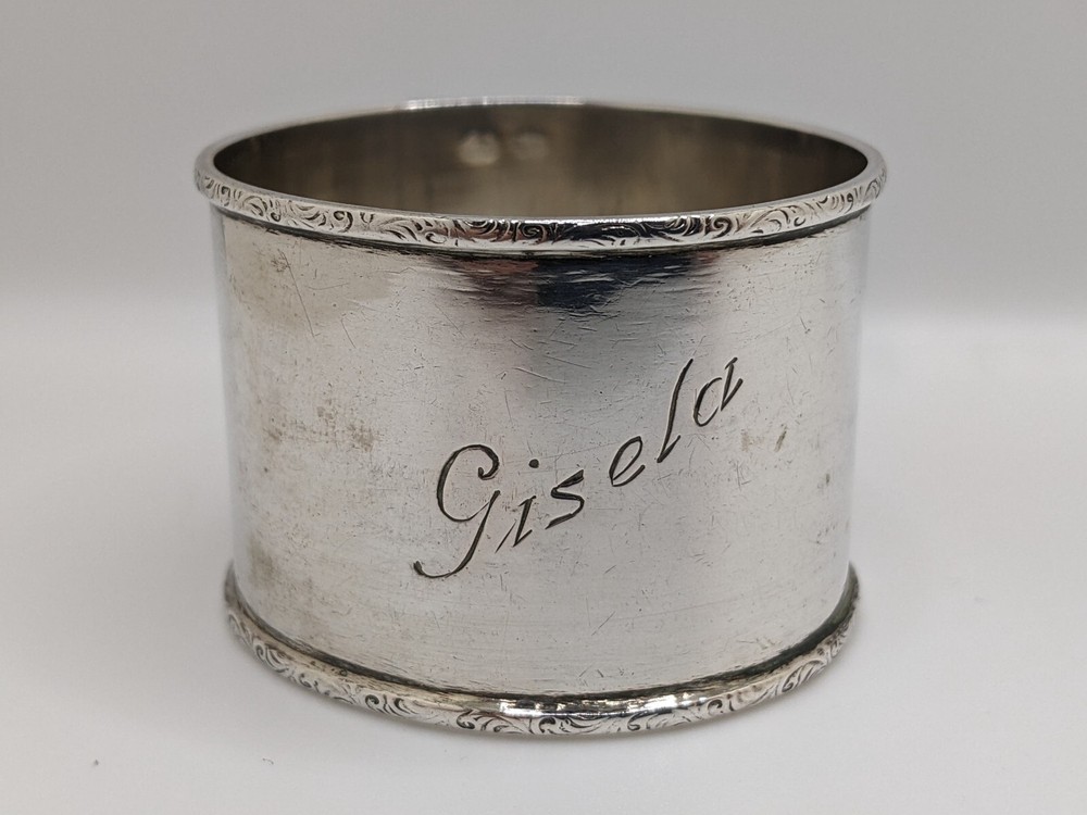 Vintage German 800 Silver Napkin Ring "Gisela" name engraving