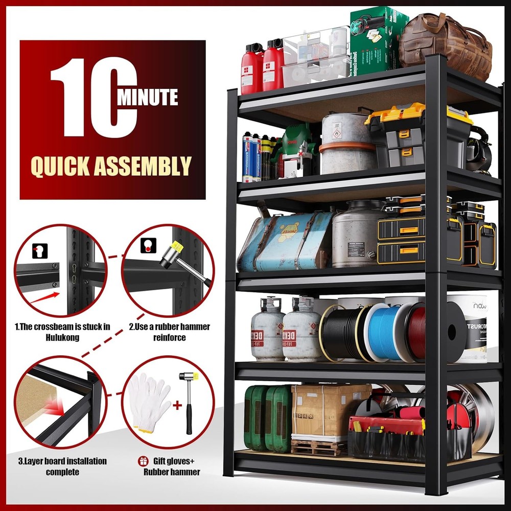 Storage Shelving Rack 5-Tier Adjustable 2000 lbs Load