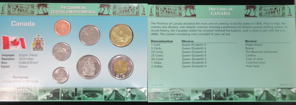 Littleton World Coin Set Canada 7 coin UNC With Card