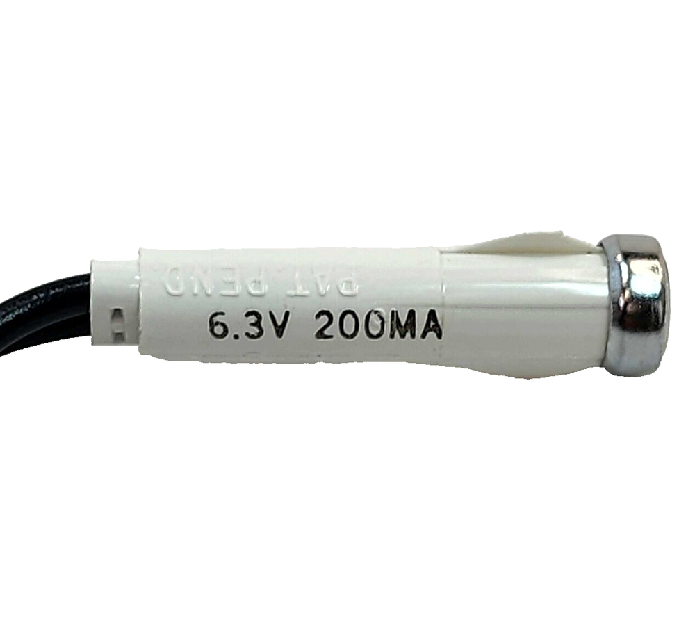 (1x) 6.3VAC/DC - 200mA - 5/16" Clear Panel Mount Incandescent Indicator 6" Leads