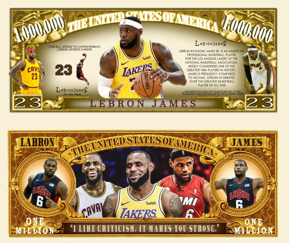 LEBRON JAMES MILLION DOLLAR BILL NOVELTY NOTE (2 Bills)