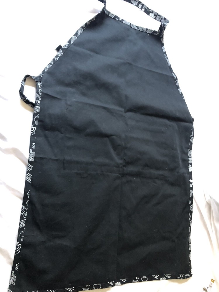 Black White Apron With Cupcakes Print Has Pockets