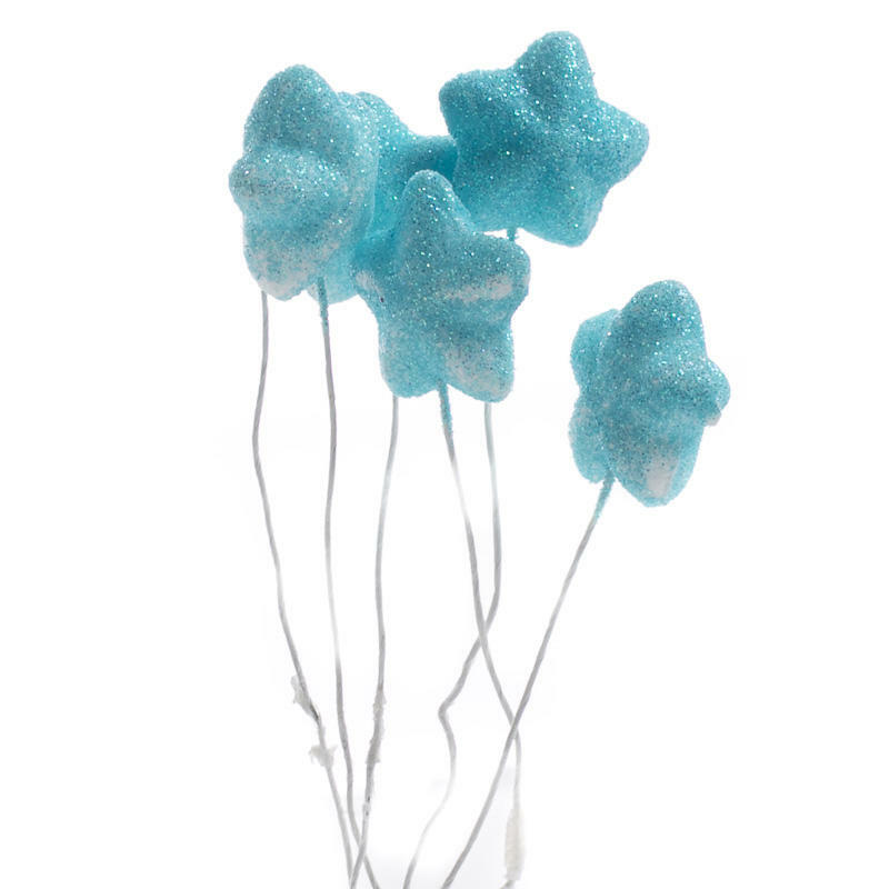 Individual Aqua Glittered Star Sprays