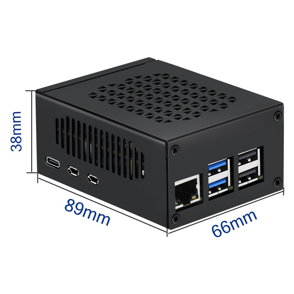 Metal Case for Raspberry Pi 5, Support 5 Active Cooler, PCIe Black