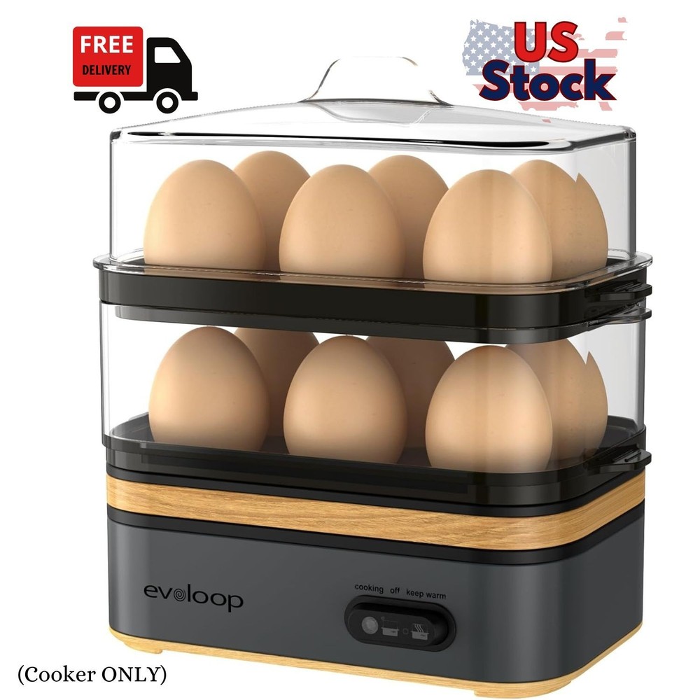 Rapid Egg Cooker Electric 12 Eggs Capacity, Soft, Medium, Hard Boiled,... (Grey)