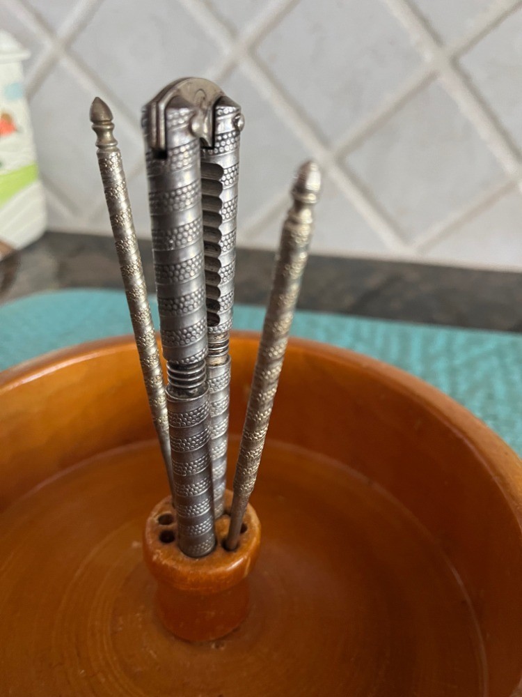 Vintage Nut Bowl Rustic Edge Tree Bark Set with 1 Nutcracker & 2 Picks