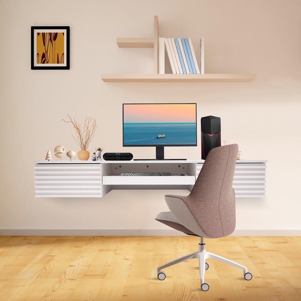 Wall Mounted Desk Wall Organizer Rectangular Table w/ Pull Out Drawer 54.43kg