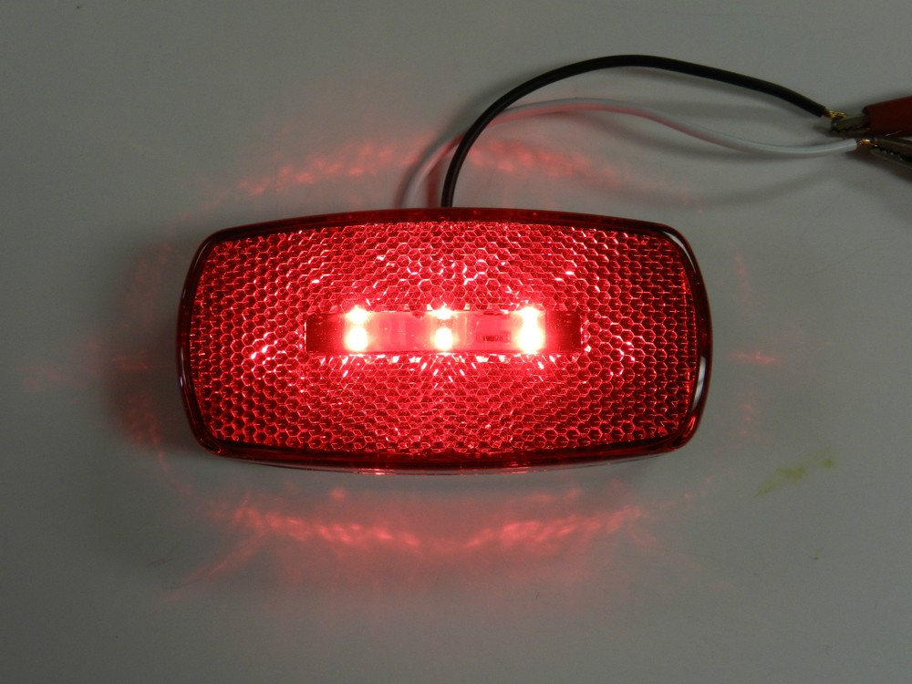 (1) RED Camper Trailer RV Light 3 LED 2 x 4 surface mount Clearance Black base