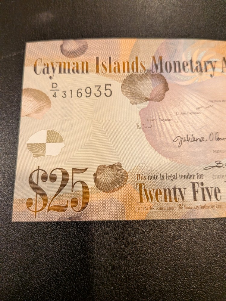 Cayman Islands $25 D4 Banknote (2024) D/4 Error note