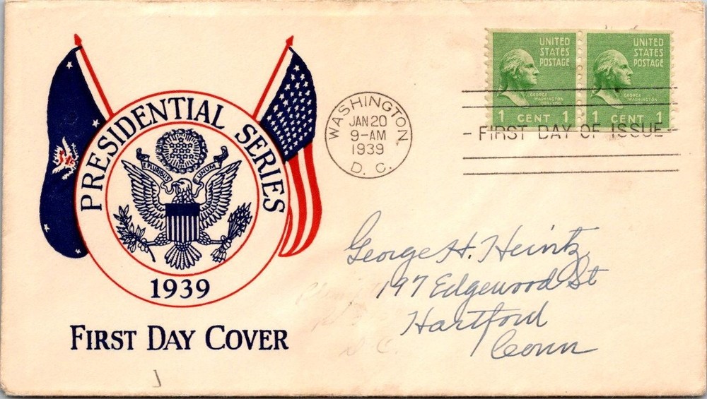 FDC 1938 SC #832 Plimpton Cachet - DC Cancel - Pair - J32966
