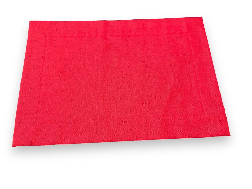 10 Classic Red Hemstitch Rectangular Placements for Christmas Holidays All Year
