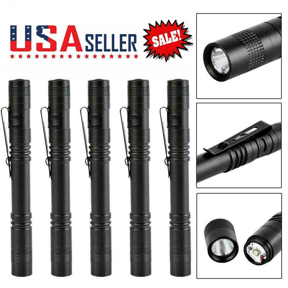 Tactical Flashlight Clip Small LED Torch Tiny Mini Super Bright Micro Penlight