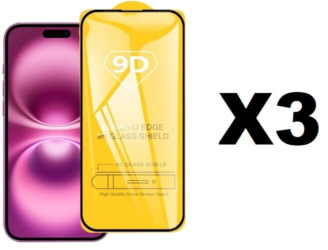 3-Pack Full Edge to Edge Coverage Tempered Glass Screen for iPhone 16