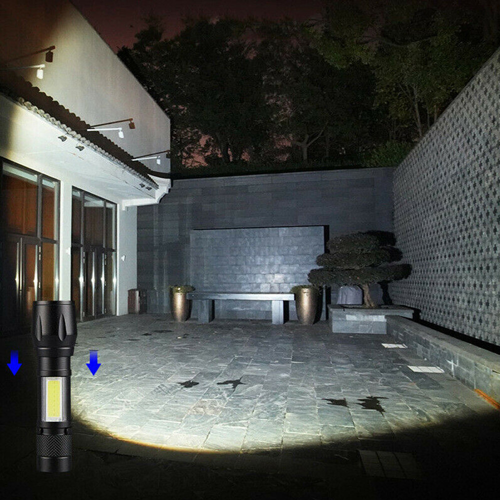 2 Pack Tactical LED Flashlight USB Rechargeable 3Modes Light Zoomable Lamp Torch