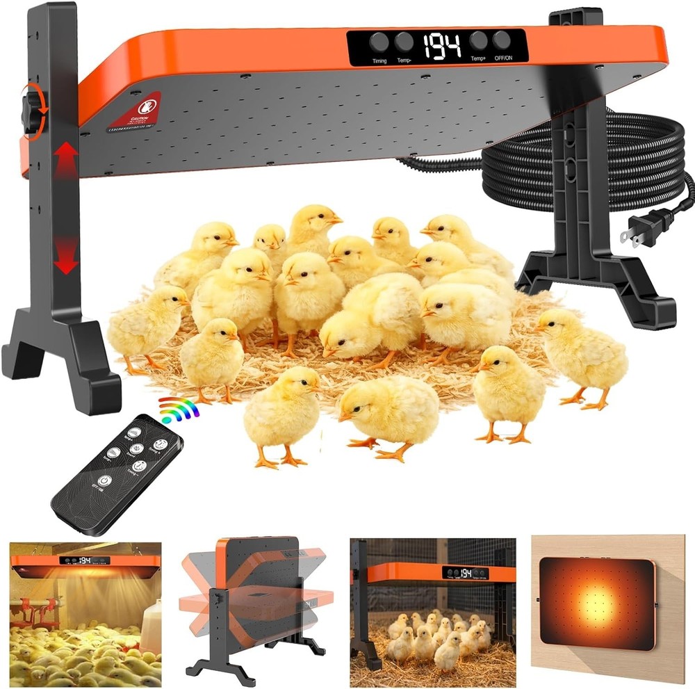 Chicken Coop Heater 200W Brooder Heater Panel Adjustable Temp Remote