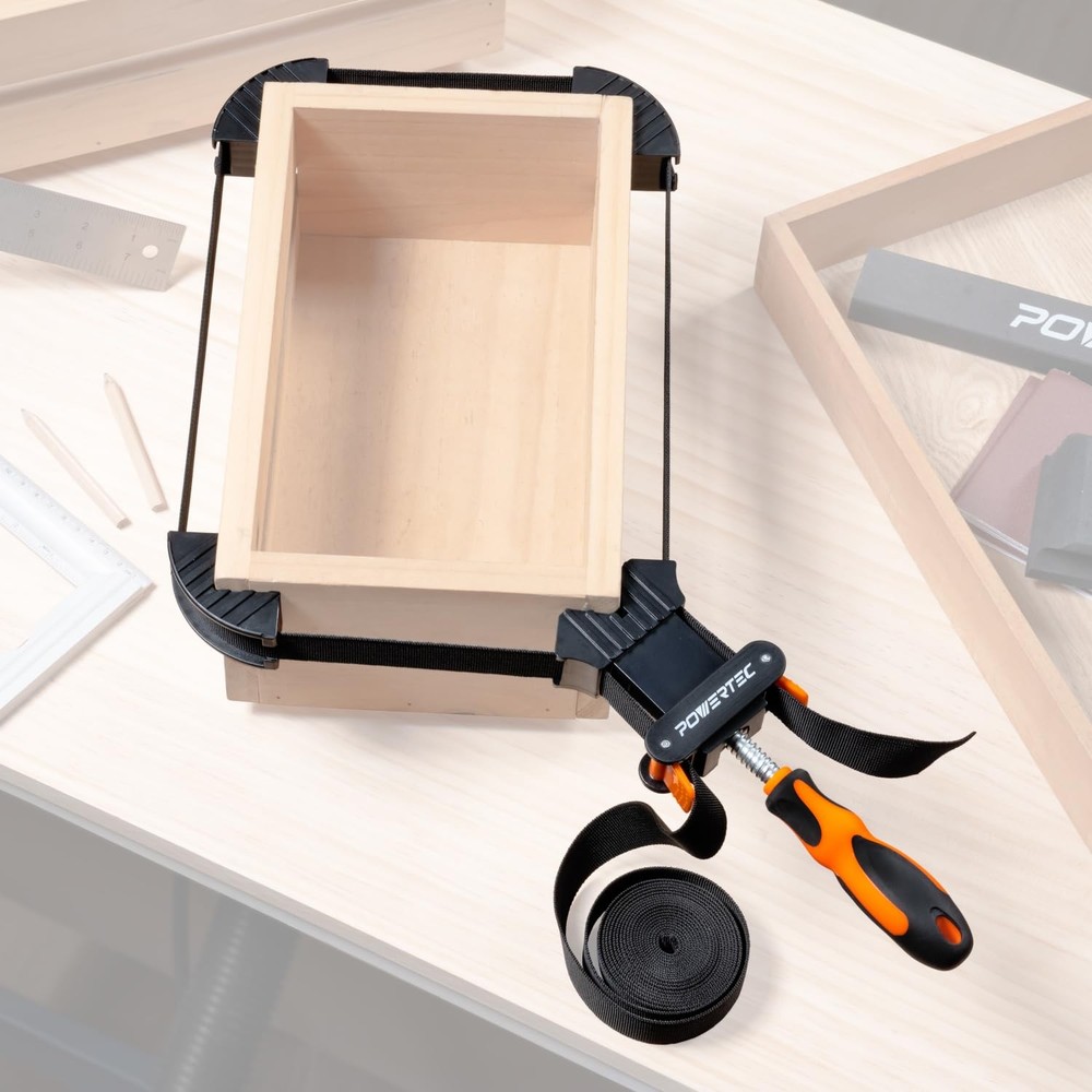 POWERTEC Strap Clamps for Woodworking – Quick Release Band with Black