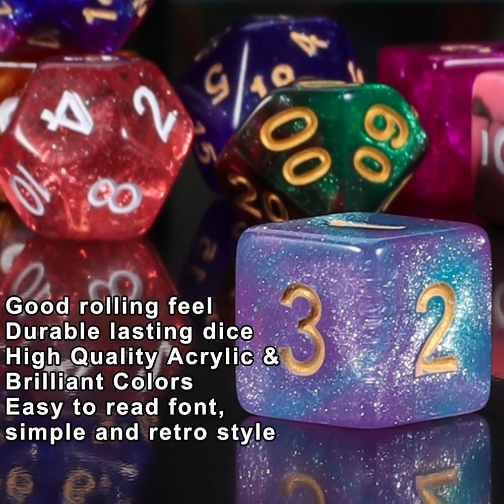 Complete 30 Sets Polyhedral Dice Collection with Large Drawstring Bag - 210pcs