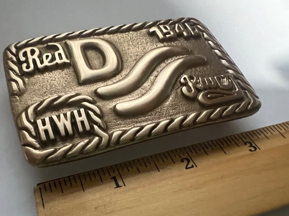 John Wayne SOLID BRASS "The Duke" Red River Belt Buckle 1946 HWH initial version