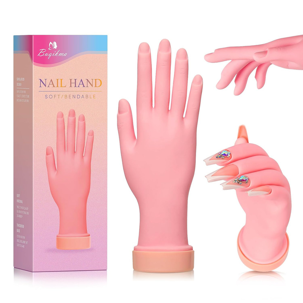 Nail Practice Hand for Acrylic Nails Mannequin Hand for Nails Practice Flex...