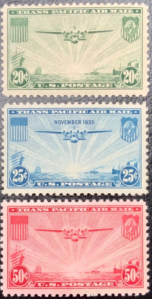 US #C020-C22 MNH 1935-1937 Trans-Pacific China Clipper Issues Airmail