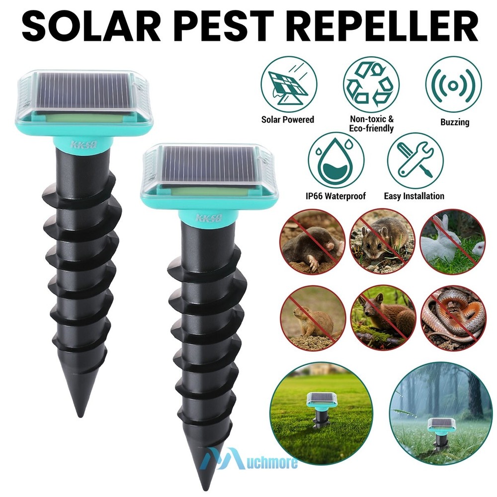 2~8 Pack Solar Ultrasonic Buzzer Repellent Mice Gopher Mole Pest Snake Repeller