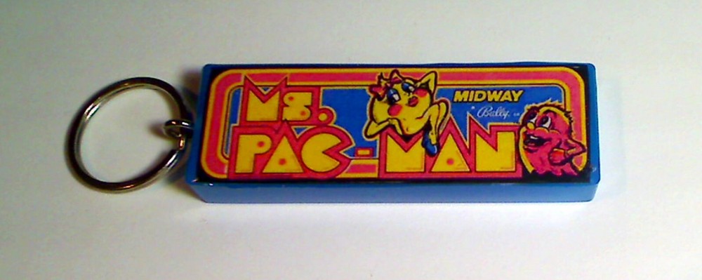 Ms.Pac-Man  Arcade Marquee Coin Door accessory Keychain