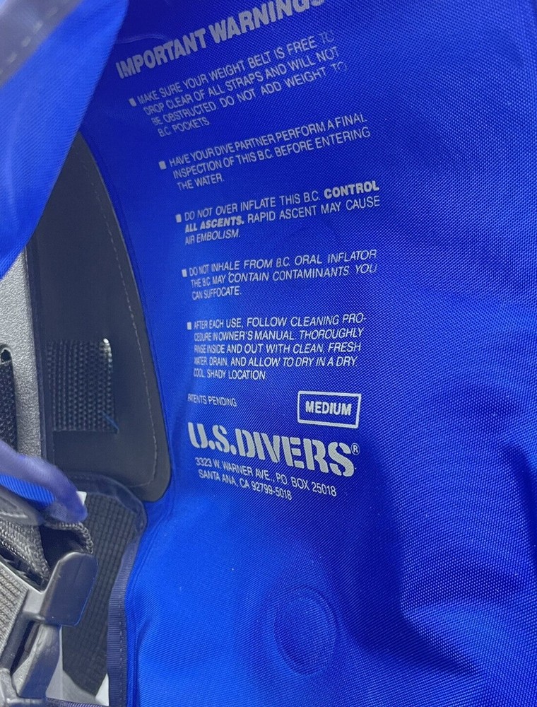 US Divers Blue Dive Vest size Medium
