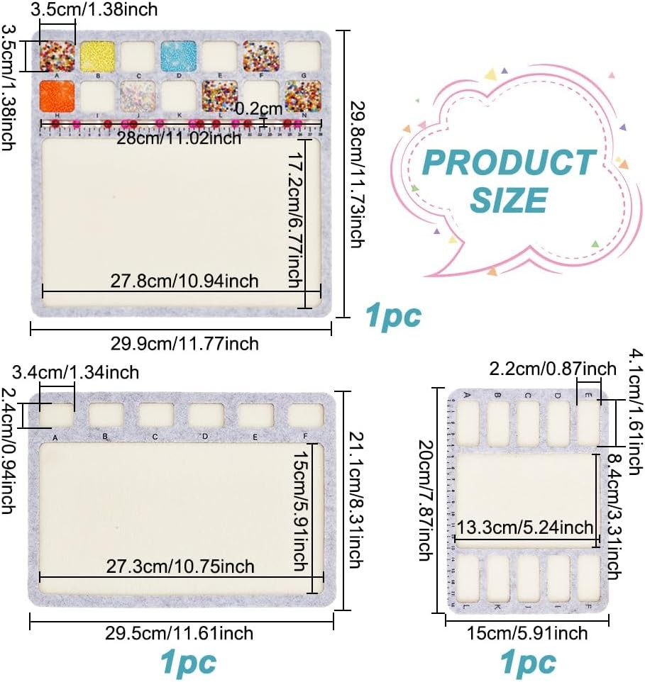 3 Style Felt Beading Mat, Felt Design Bead Boards with Centimeter Alphabetic ...