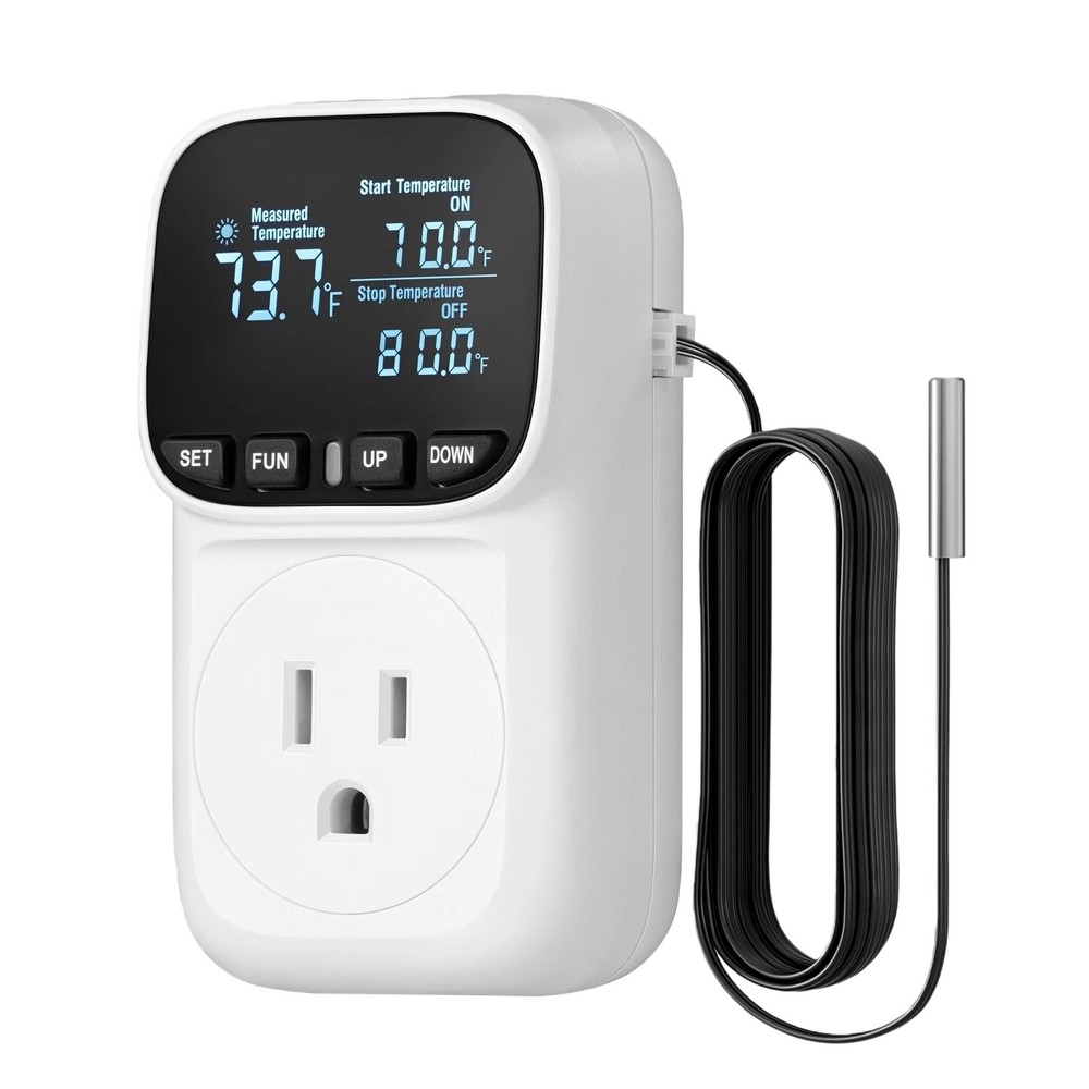 Digital Temperature Controller Plug Thermostat With Memory Function 16A Output