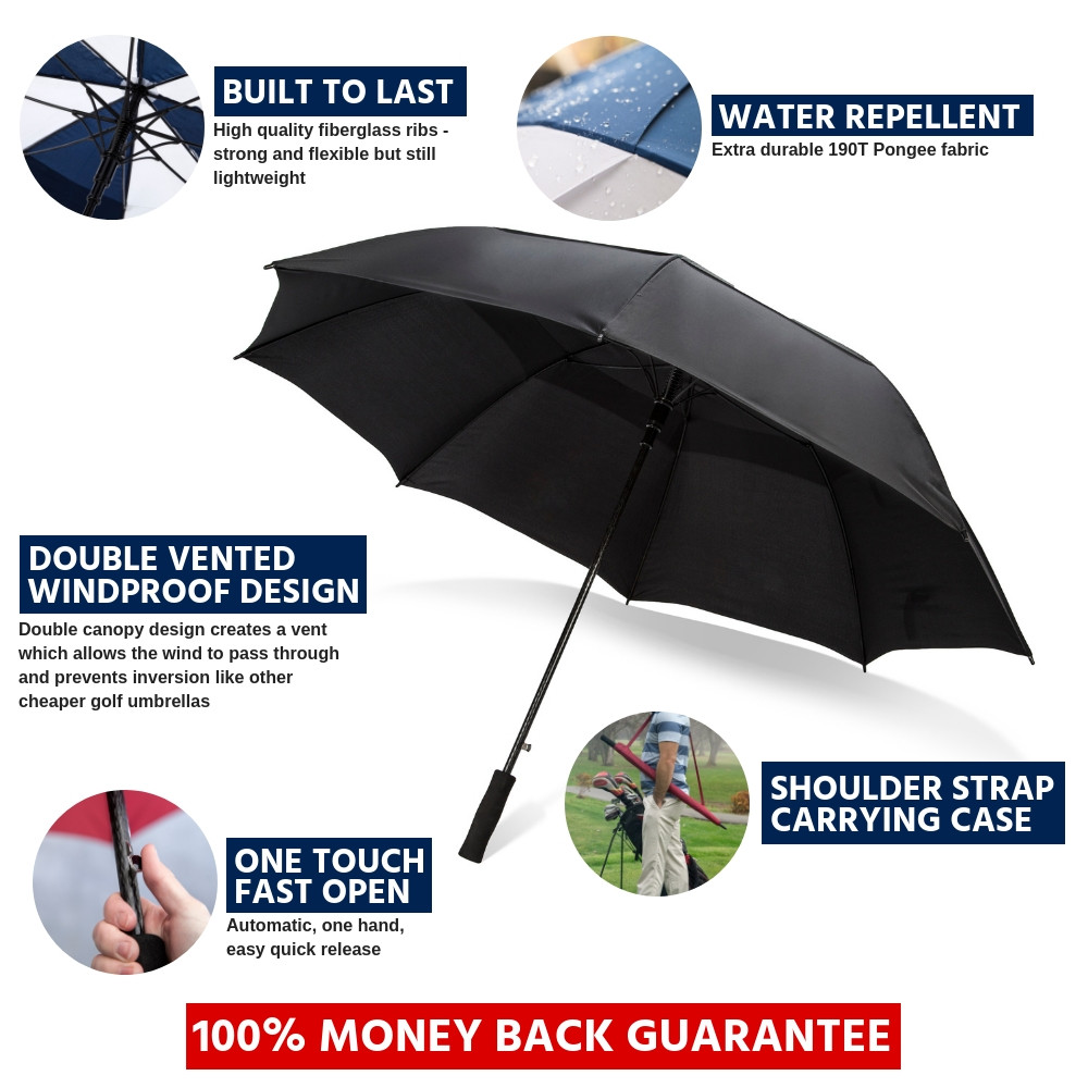 Third Floor Umbrellas 68 Inch Automatic Open Golf Umbrella - Large Vented Canopy