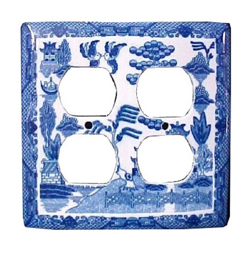 Blue Willow Ware - Double Duplex Receptacle Cover