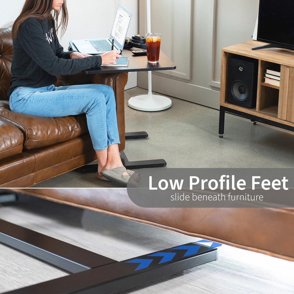 VIVO Electric 28" Mobile Height Adjustable Overbed Table with Hidden Casters