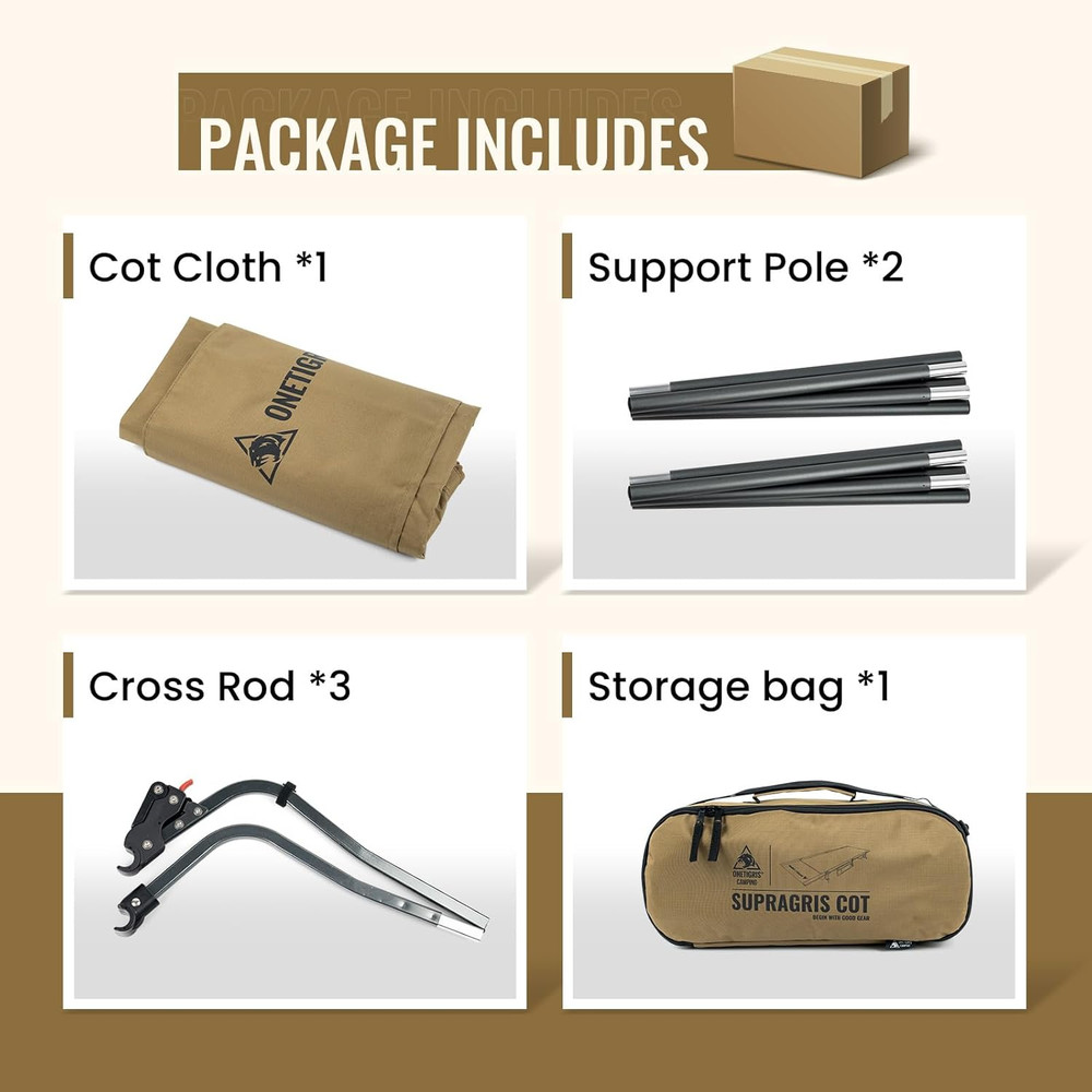 SUPRAGRIS Camping Cot, Support up to 400Lbs, Lightweight Comfortable Folding Bed