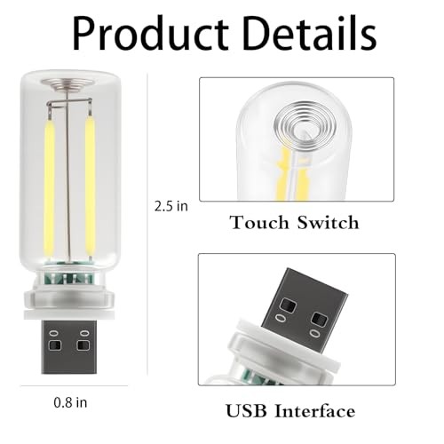 2 PCS USB LED Atmosphere Light,Touch Control USB Night Light - LED Lights Blue