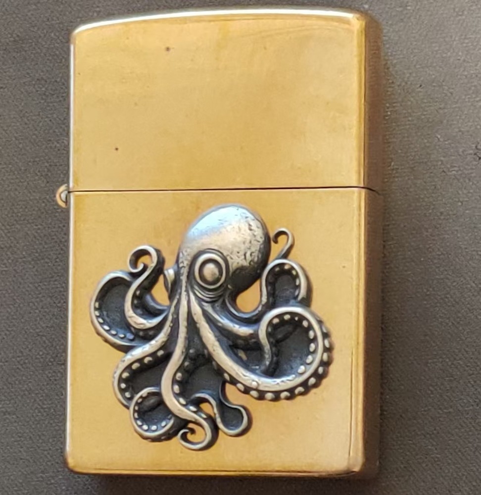 1 piece Brass Octopus statue sticker Lighter DIY Accessory
