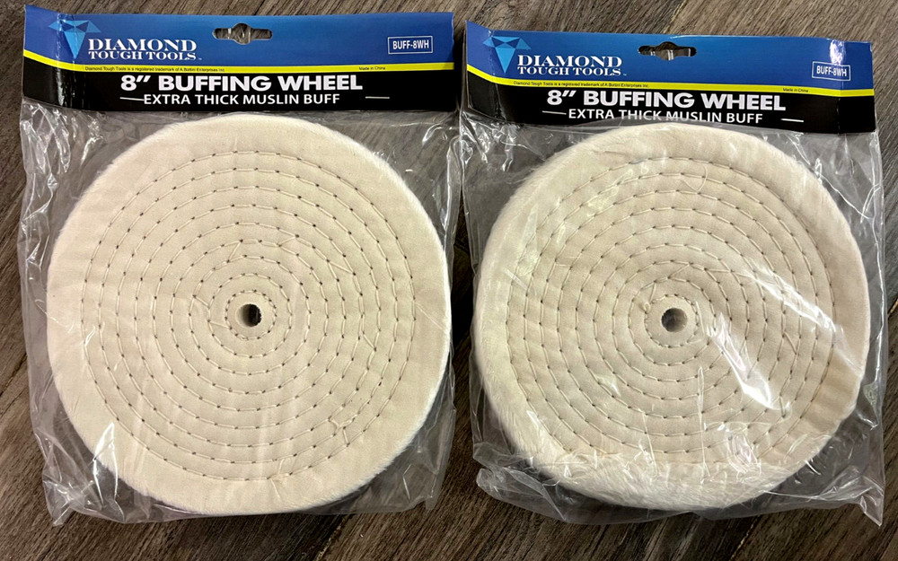 DIAMOND TOUGH TOOLS  8" BUFFING WHEEL (2 Pack) - Extra Thick Muslin - 1" Thick