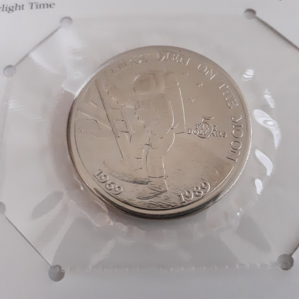 1989 First Men on the Moon $5 Commemorative Coin